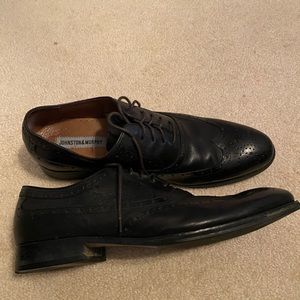 Johnston & Murphy black wingtip shoes